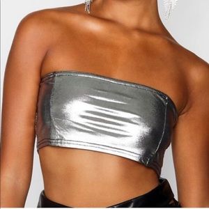 Metallic tube crop top